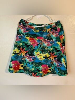 Spense Tropical Floral Skirt In Teal, Pink & Yellow